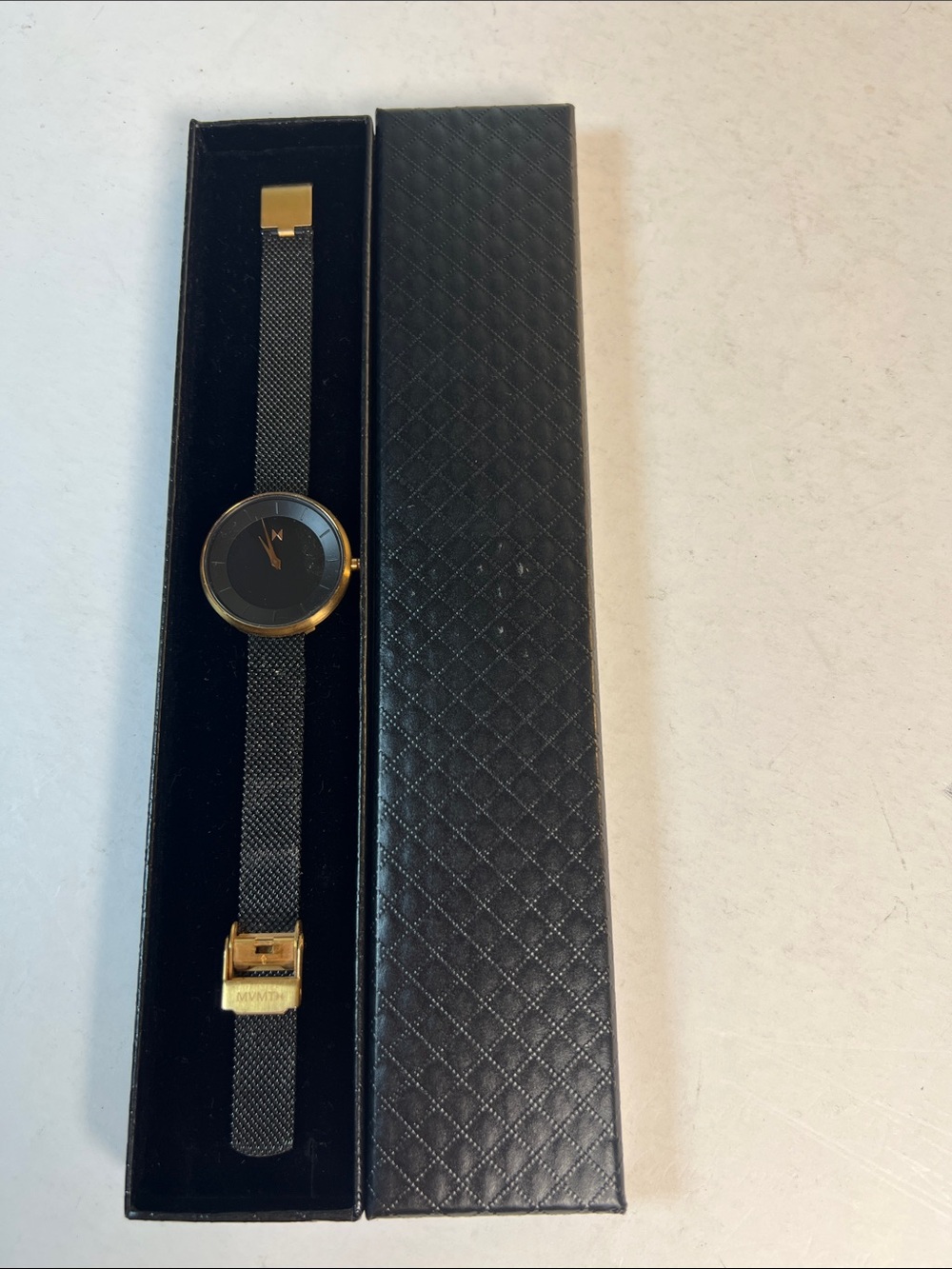 MVMT Black and Gold Mesh Strap Watch